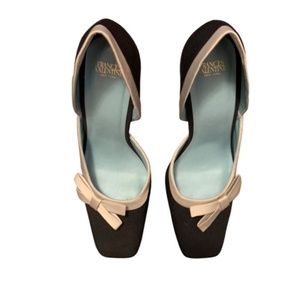 Frances Valentine Sinclair Grosgrain Satin Heels, Black Oyster - Size 9.5 (BNIB)